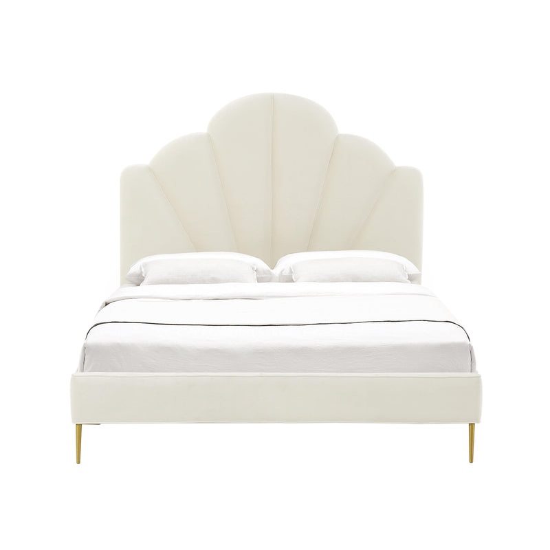 Bianca Cream Velvet Bed in Queen