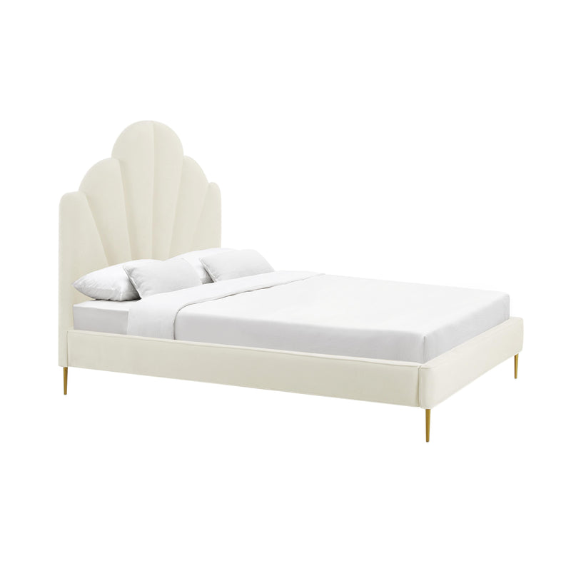 Bianca Cream Velvet Bed in Queen