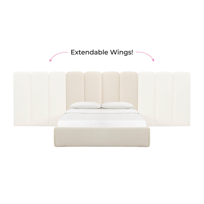 Palani Cream Boucle King Bed with Wings