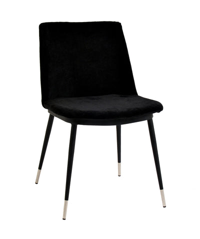 Evora Black Velvet Chair - Silver Legs