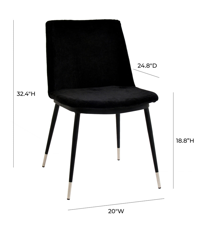 Evora Black Velvet Chair - Silver Legs