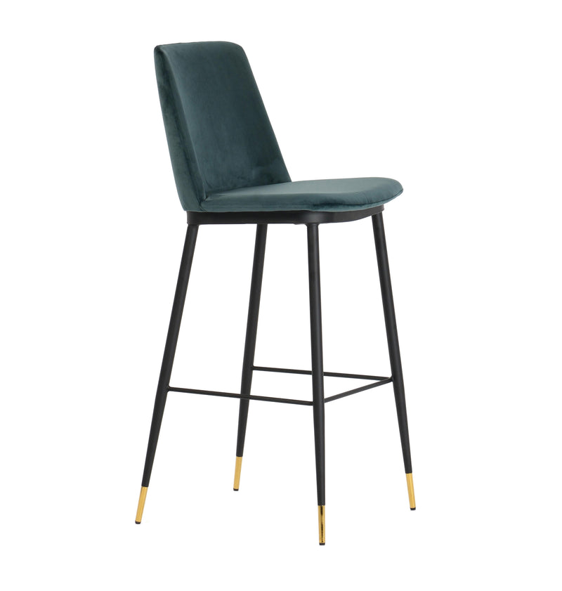 Evora Green Velvet Counter Stool (Set of 2)