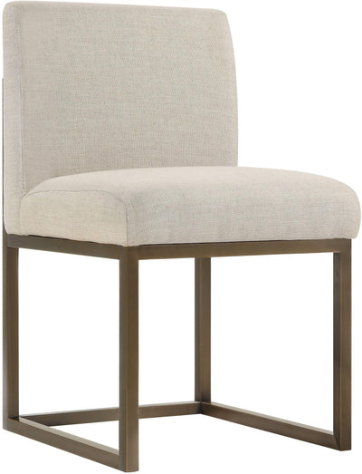 Haute Beige Linen Chair in Brass