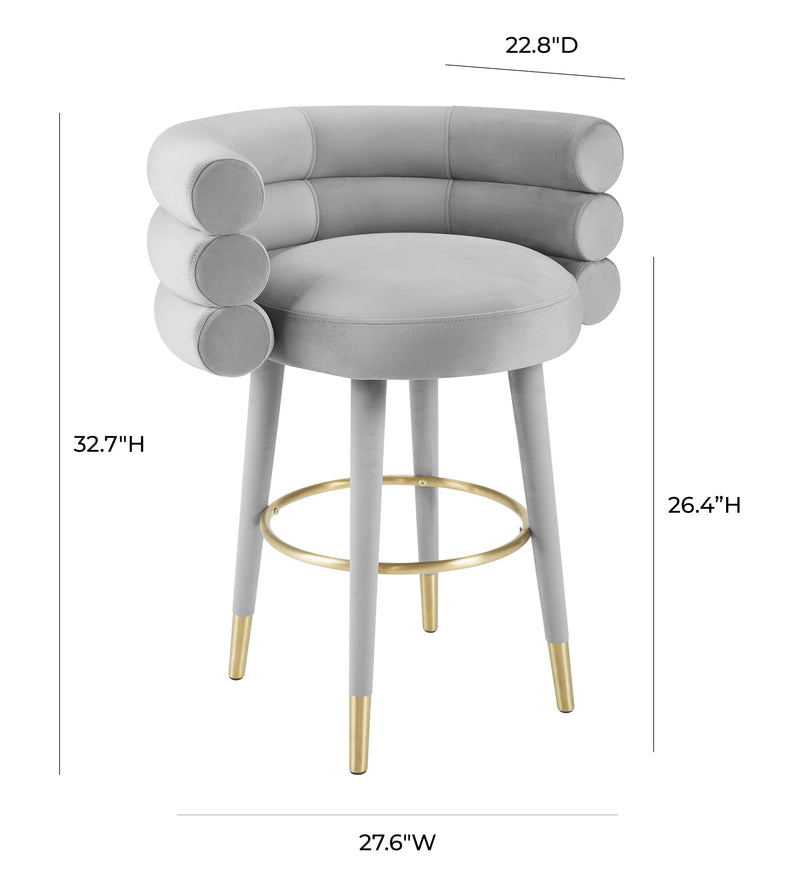 Betty Grey Velvet Counter Stool