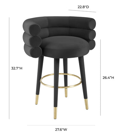 Betty Black Velvet Counter Stool