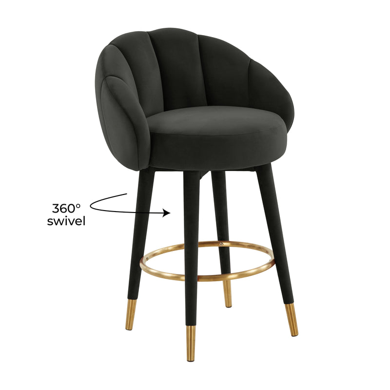 Myla Black Swivel Counter Stool