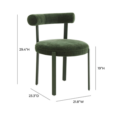 Margaret Forest Green Performance Chenille Bolster Back Dining Chair