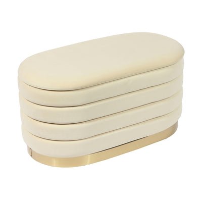 Lillian Cream Velvet Storage Bench