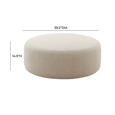 Broohah Beige Micro-Herringbone Ottoman