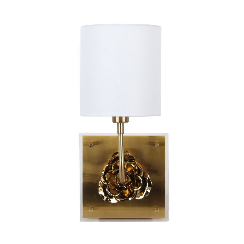 METAL FLOWER WALL SCONCE, GOLD