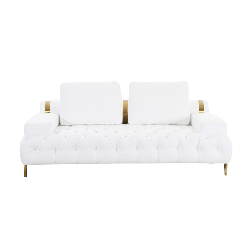 Tufting White Loveseat