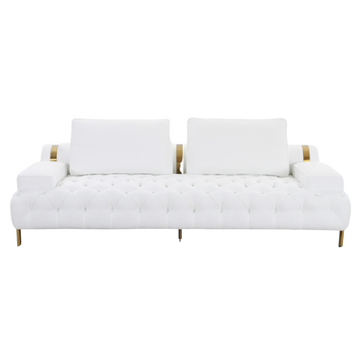 Tufting White 3 Seater Sofa