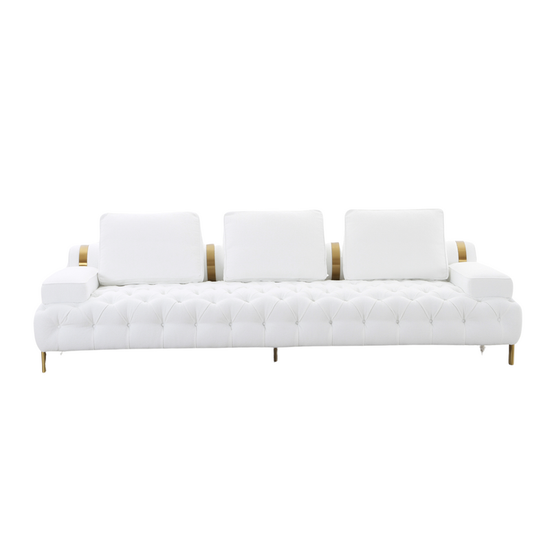 Tufting White 4 Seater Sofa