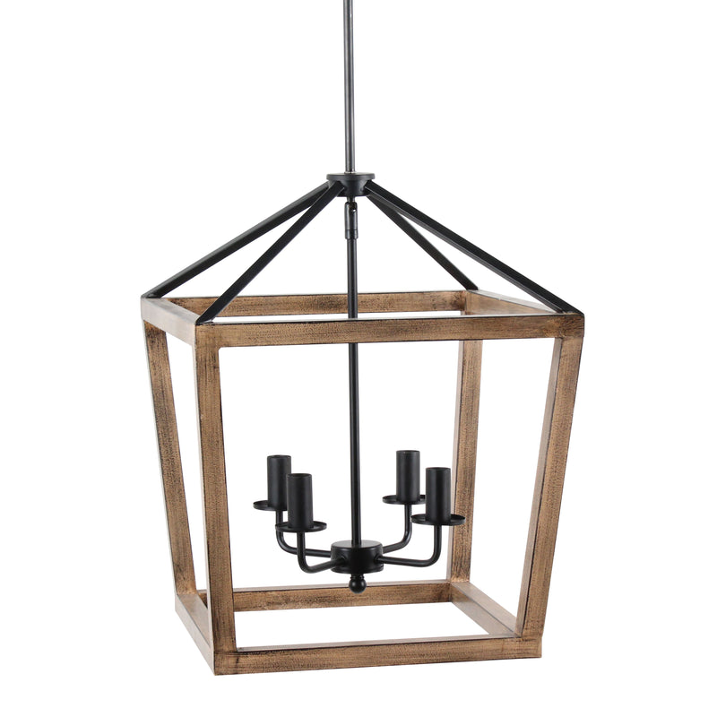 METAL 4 LIGHT CHANDELIER, LT BROWN