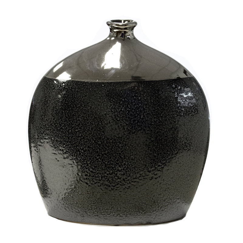 FLAT BLACK/SILVER VASE 11.75