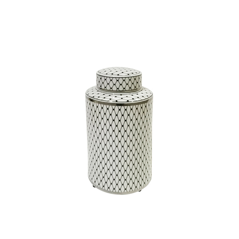 WHIT/BLACK JAR W/ SILVER TRIM12