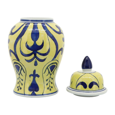 14 YELLOW/BLUE TEMPLE JAR, BOLD