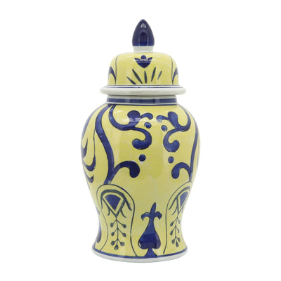 14 YELLOW/BLUE TEMPLE JAR, BOLD