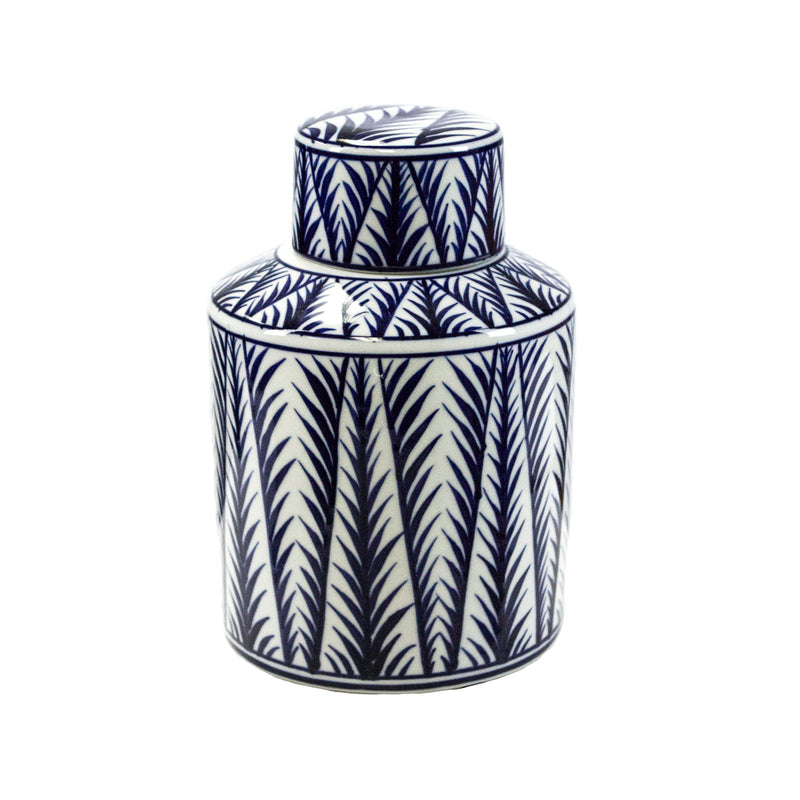 Decorative Covered Jar, Blue/White