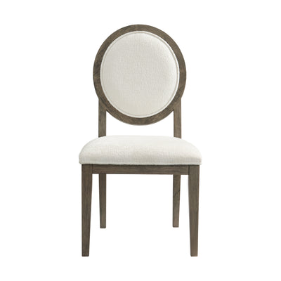 Versailles Contemporary Round Back Dining Chair With Boucle White in Grey (2 Per Carton)