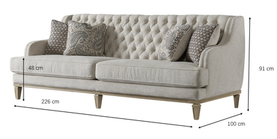 Ella Beige Sofa (226cm)