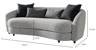 Jamie Grey Boucle Sofa (232cm)