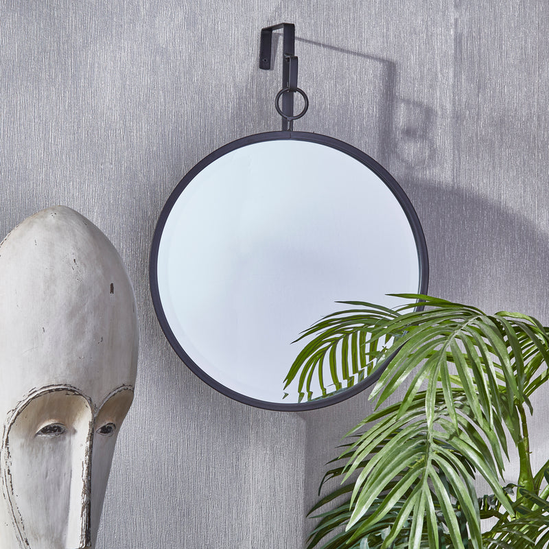 BLACK HANGING MIRROR, CIRCLE