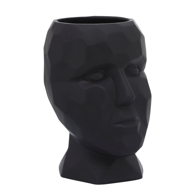 PORCELAIN, 6 DIA FACE VASE, BLACK