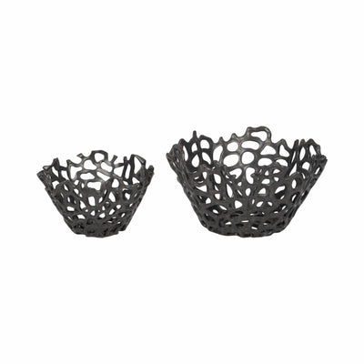 S/2 10/13 Steffi Black Ceramic Bowls