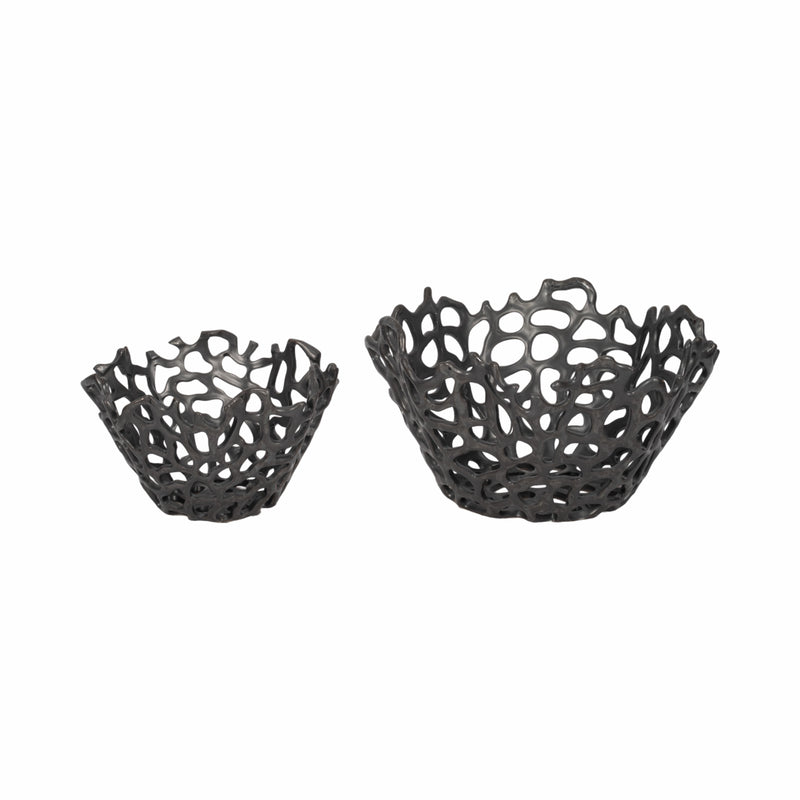 S/2 10/13 Steffi Black Ceramic Bowls