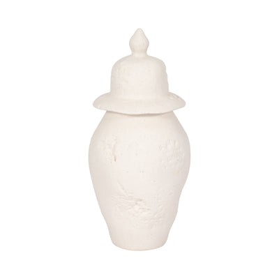 16x8 Cast Stone Finish Temple Jar, White