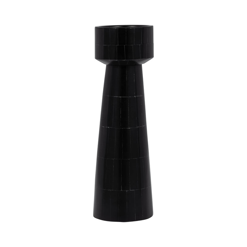 RESIN, 12 PILLAR CANDLEHOLDER, BLACK