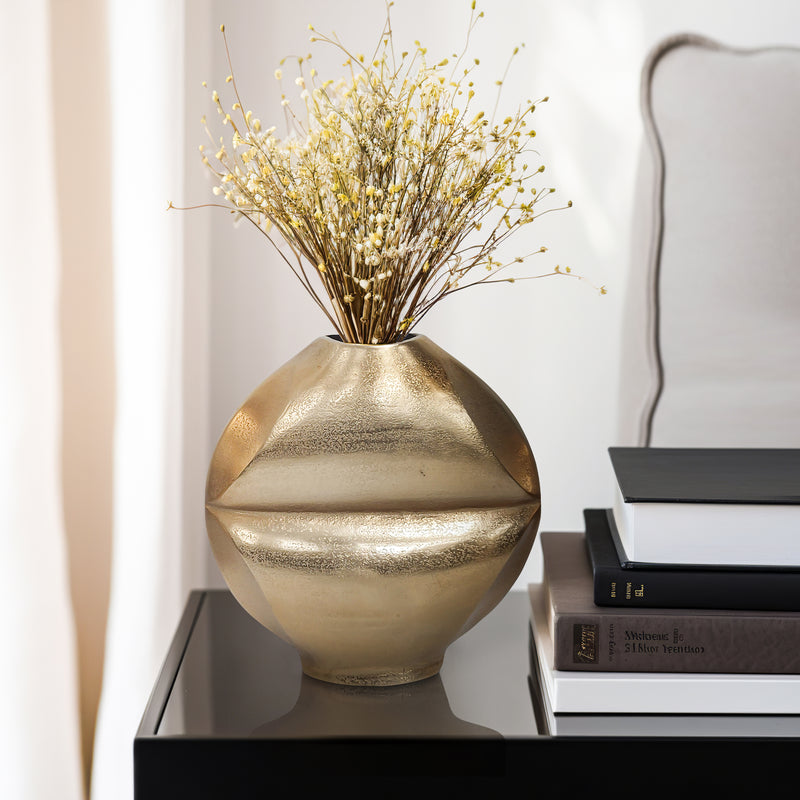 9 Byram, Metal Slit Vase, Champagne