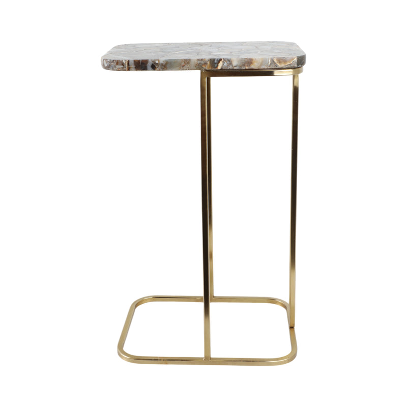 24x15 Agate Top C-table, Black/gold