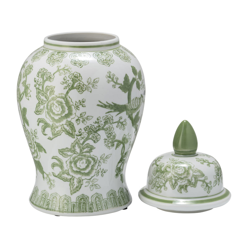 CER, 14 TEMPLE JAR BIRD/FLOWER, GREEN