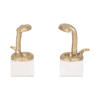 S/2 7 Snake Bookends, Gold