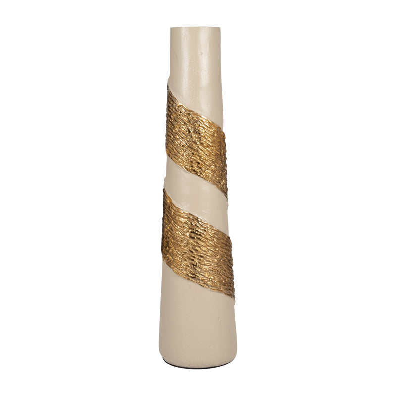 Glass, 26 Aluminum Wrapped Vase, White/gold