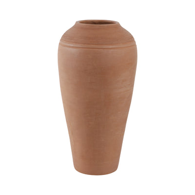 16x9 Terracotta Ribbed Floor Vase, Natural