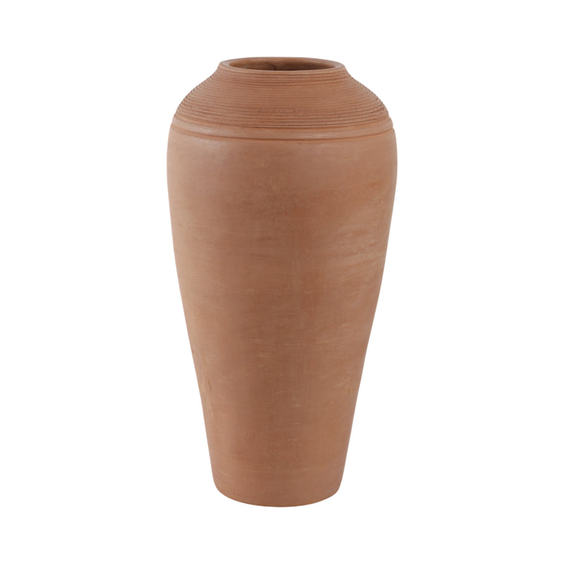 16x9 Terracotta Ribbed Floor Vase, Natural