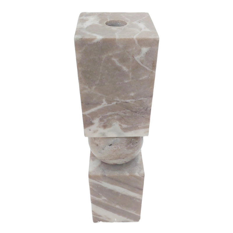 12x3 Chunky Marble Taper Holder, Tan Multi