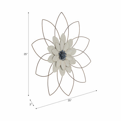 METAL 25 WALL FLOWER, WHITE/BLUE, WB