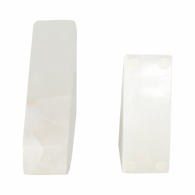 S/2 5 Alabaster Triangular Bookends, White