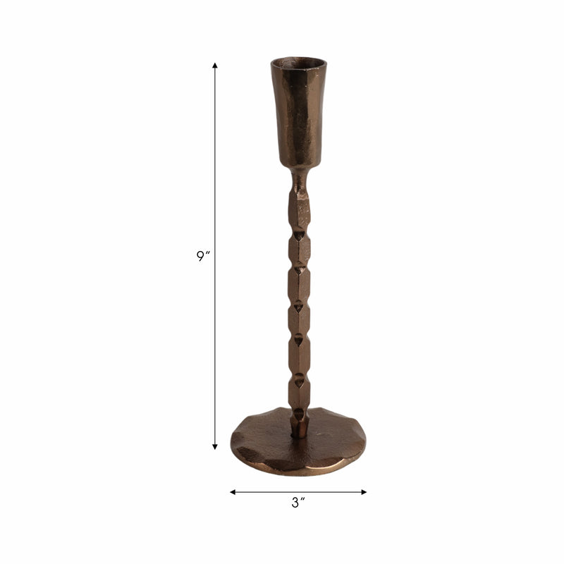 9x3 Forged Cast Iron Taper Holder, Matte Bronze