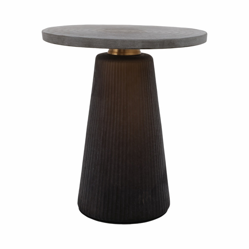 Glass, 18 Accent Table W Brass Base, Smokey Brown