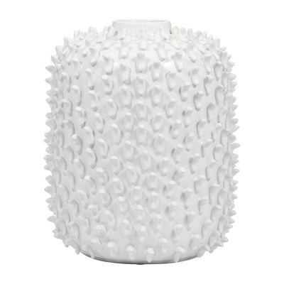 Stoneware, 11 Hand Made Dot Vase, White