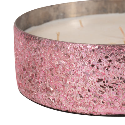 Glass, 8 49 Oz Crackled Bowl Scented Candle, Pink