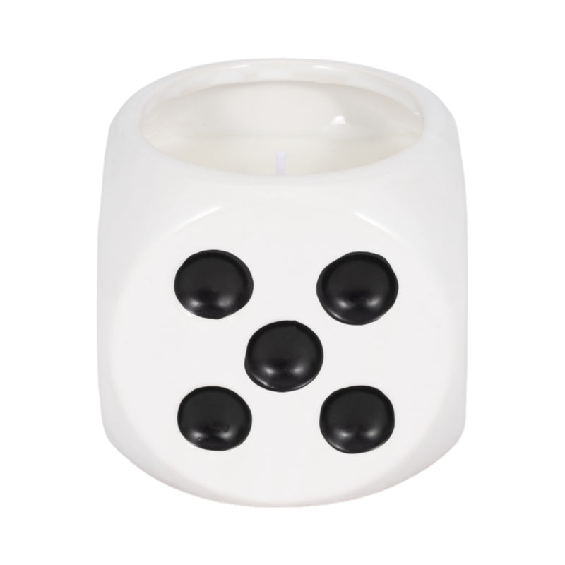 4 9 Oz Tobacco Dice Candle, White/black