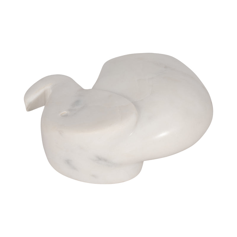 6 Trunk Up Marble Elephant, White