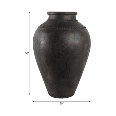 30 Terracotta Floor Vase, Rustic Black