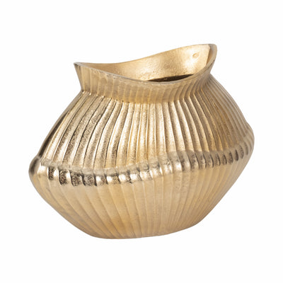 15 Balina Metal Boat Shaped Vase, Gold